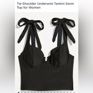 Old Navy Tie-Shoulder Underwire Tankini Swim Top for Women NWT in Black